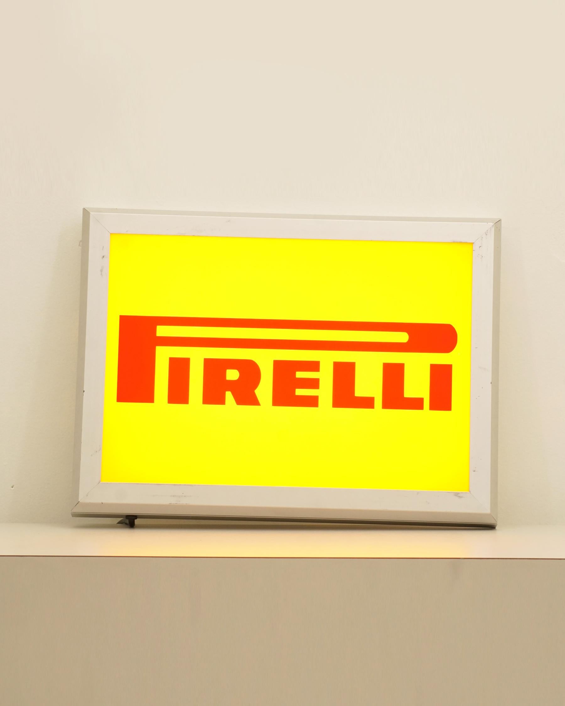 Post-Modern 1990s Pirelli Advertising Sign Light For Sale