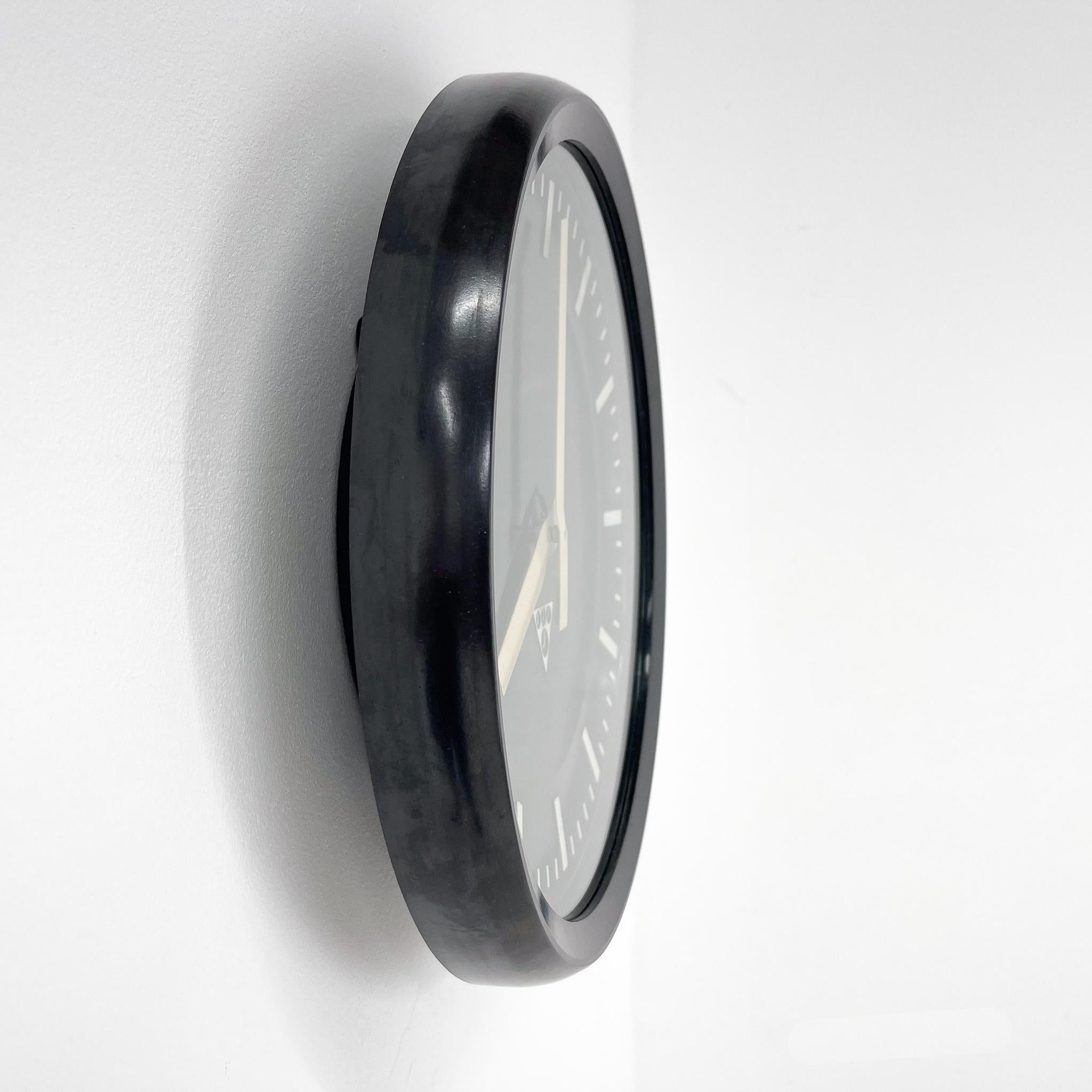 20th Century 1990s Plastic & Glass Wall Clock by Pragotron, Czechoslovakia For Sale