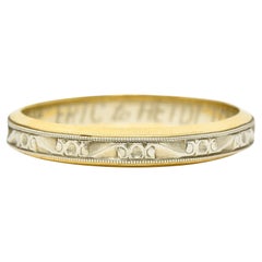 1990's Platinum 14 Karat Gold Unisex Scrolling Vintage Band Ring