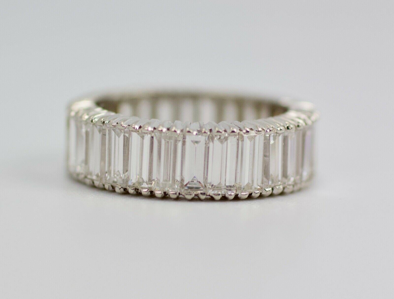 1990s Platinum Baguette Cut Diamond 3 Carat Eternity Band Ring In Good Condition In Montgomery, AL