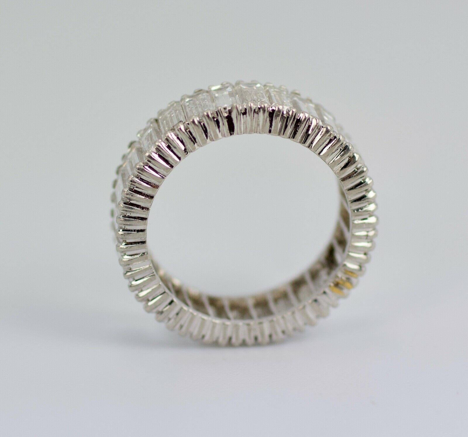 Women's 1990s Platinum Baguette Cut Diamond 3 Carat Eternity Band Ring