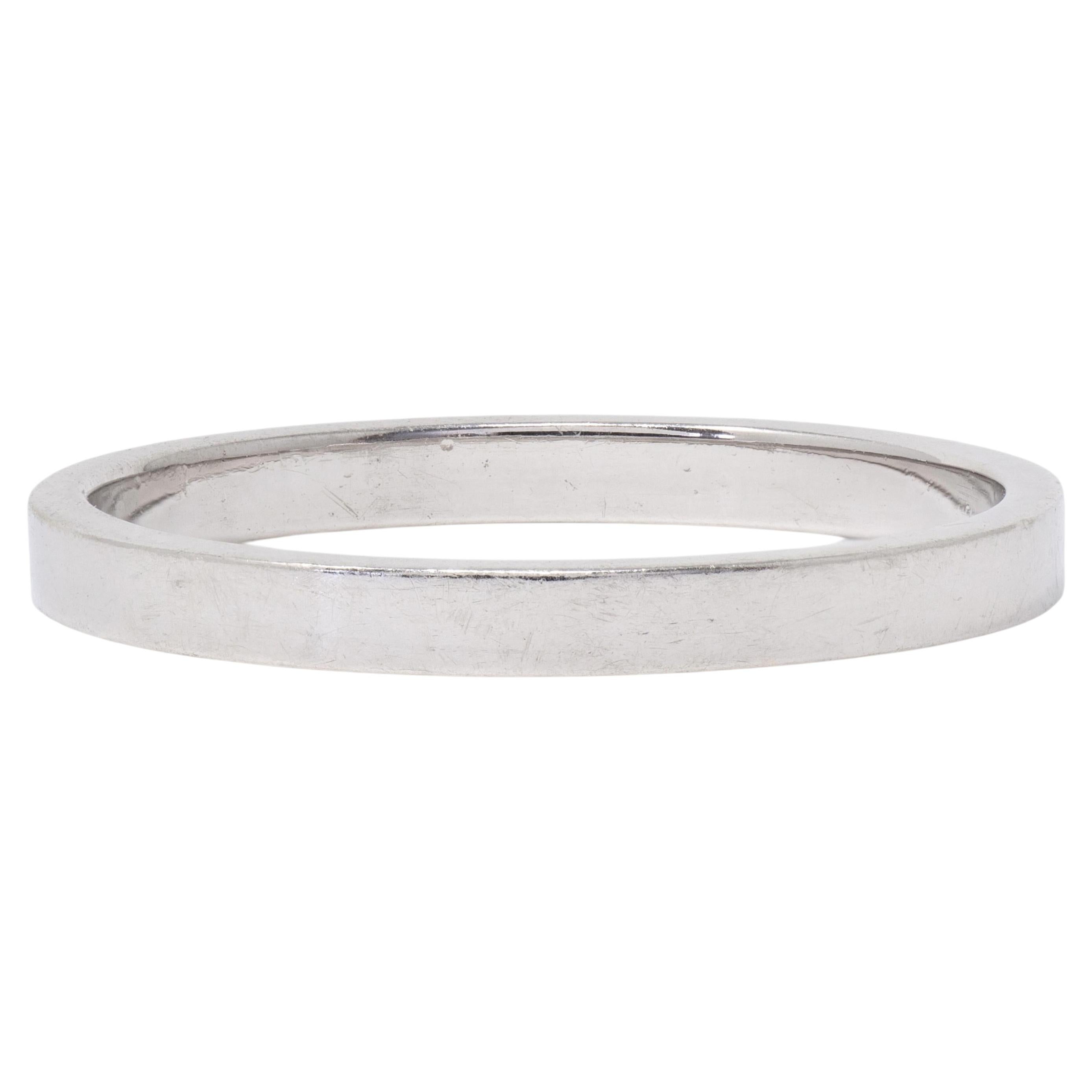 1990's Platinum Squared Vintage Wedding Band Ring For Sale