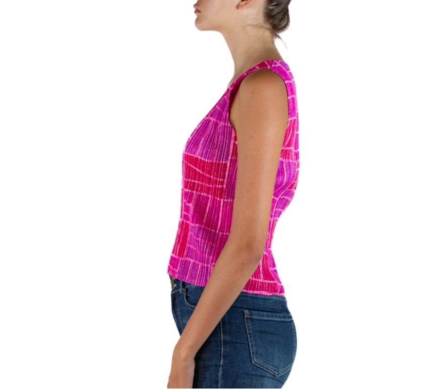 Women's 1990S Pleats Please Issey Miyake Hot Pink Polyester Geometric Top For Sale