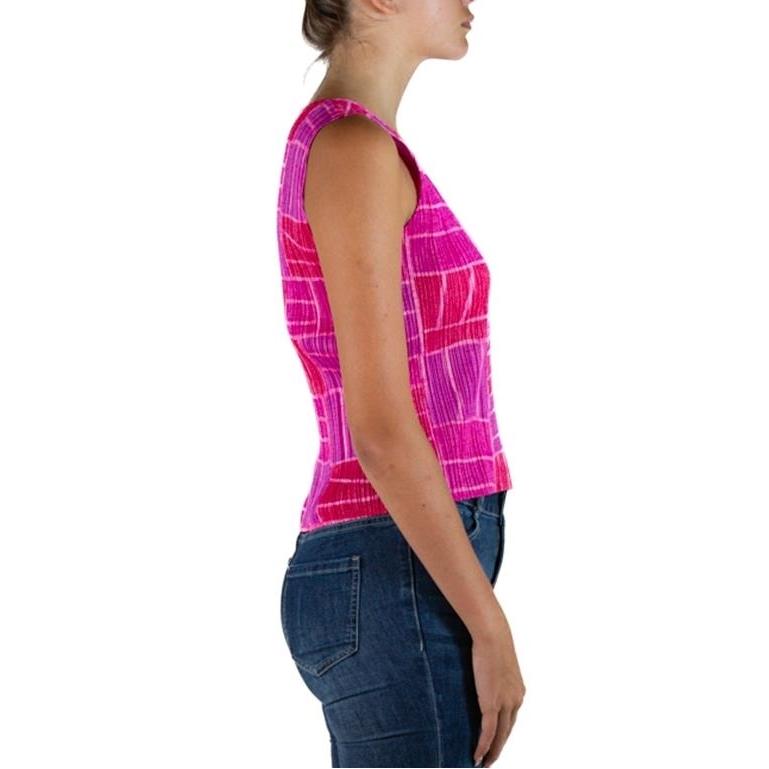 1990S Pleats Please Issey Miyake Hot Pink Polyester Geometric Top For Sale 1