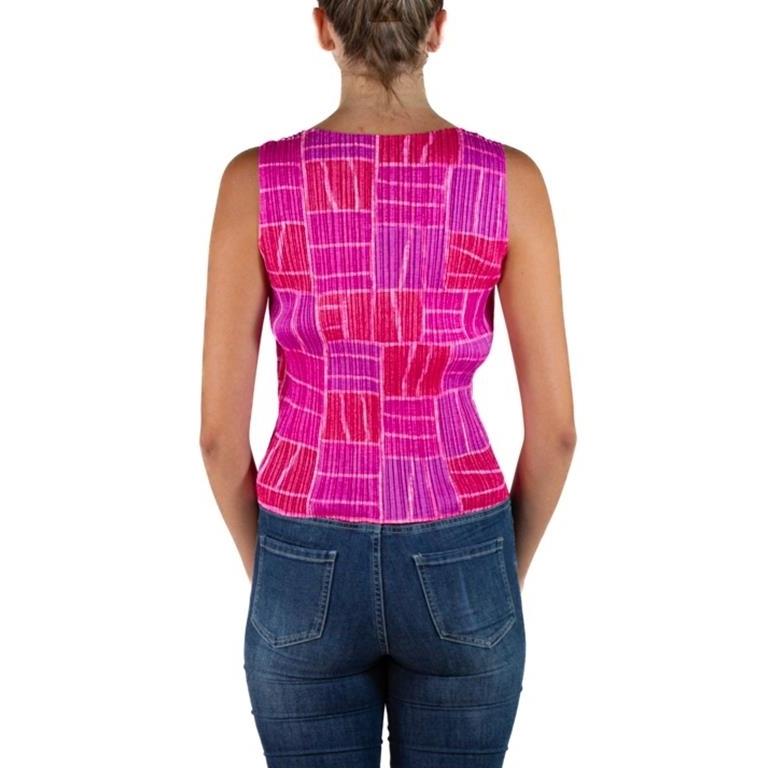 1990S Pleats Please Issey Miyake Hot Pink Polyester Geometric Top For Sale 2