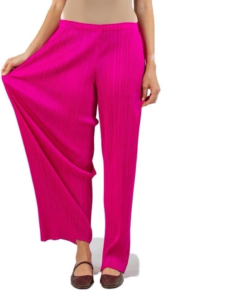 1990S PLEATS PLEASE ISSEY MIYAKE Hot Pink Polyester Pants For Sale 2