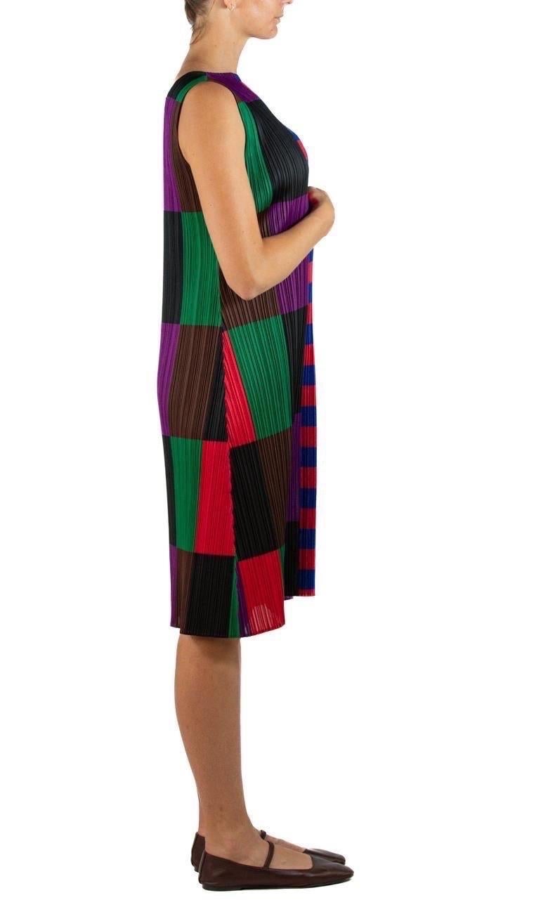 1990S PLEATS PLEASE ISSEY MIYAKE Jewel-Tone Geometric Dress For Sale 1
