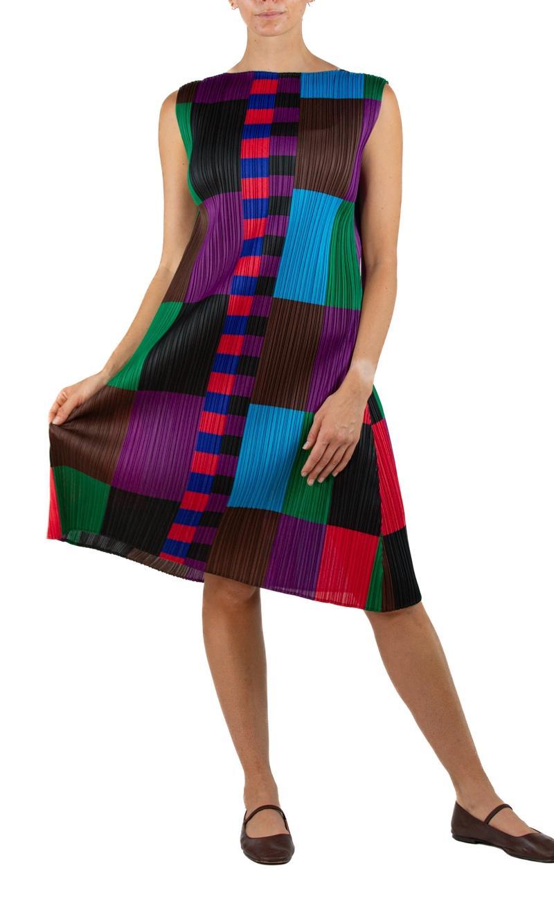 1990S PLEATS PLEASE ISSEY MIYAKE Jewel-Tone Geometric Dress For Sale 2