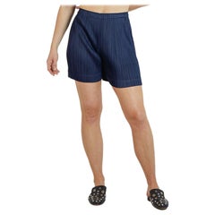 Vintage 1990S PLEATS PLEASE ISSEY MIYAKE Navy Blue Polyester Pleated Shorts