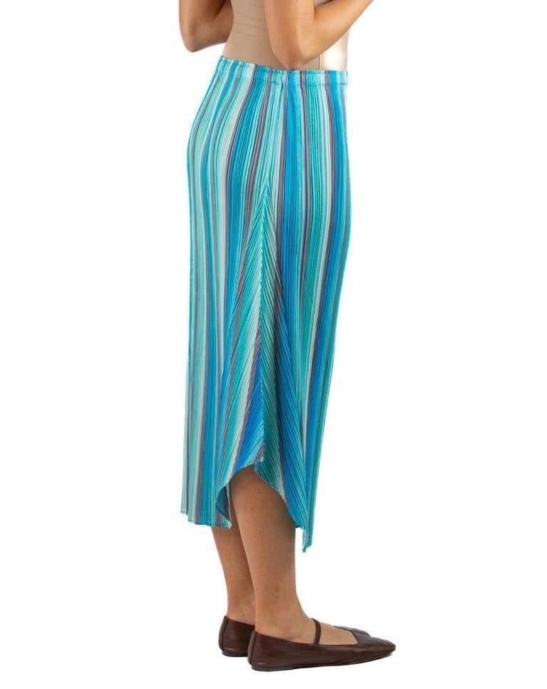 1990S Pleats Please Issey Miyake Ocean Blues Striped Skirt For Sale 1