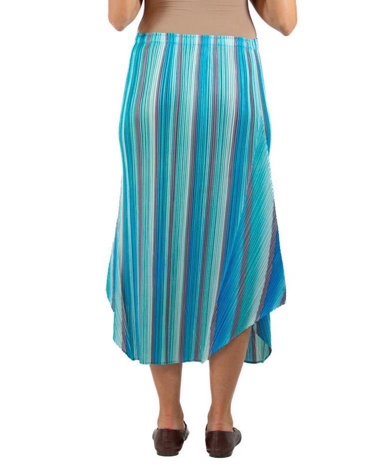 1990S Pleats Please Issey Miyake Ocean Blues Striped Skirt For Sale 2