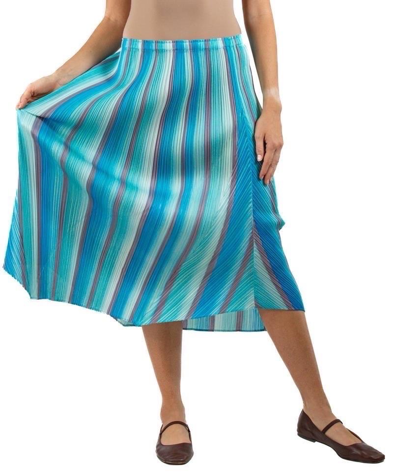 1990S Pleats Please Issey Miyake Ocean Blues Striped Skirt For Sale 3