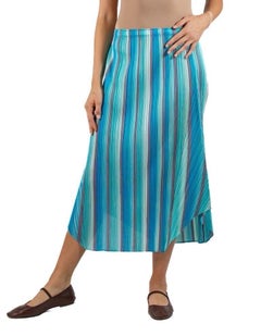 1990S Pleats Please Issey Miyake Ocean Blues Striped Skirt