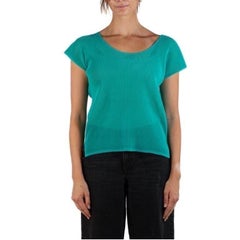 1990S Pleats Please Issey Miyake Teal Sheer Polyester Mesh Top