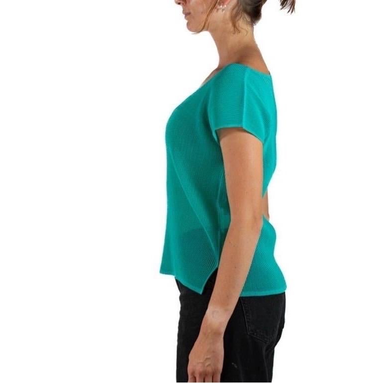 1990S Pleats Please Issey Miyake Top a rete in poliestere trasparente verde acqua In condizioni ottime in vendita a New York, NY