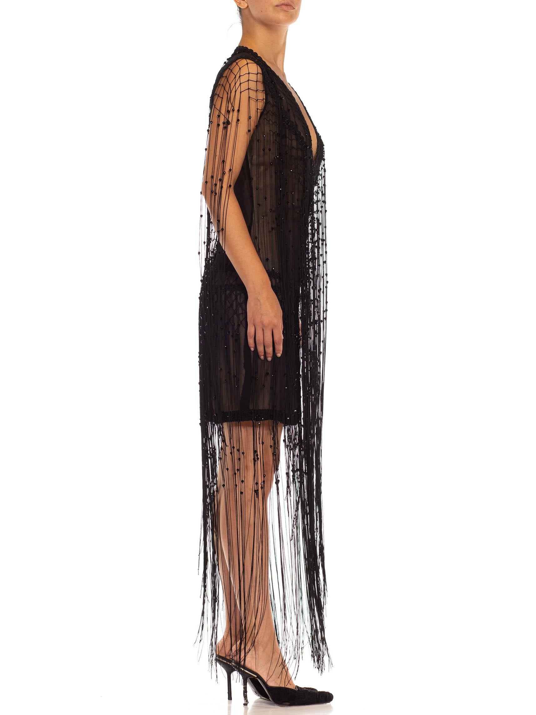 black beaded fringe dress
