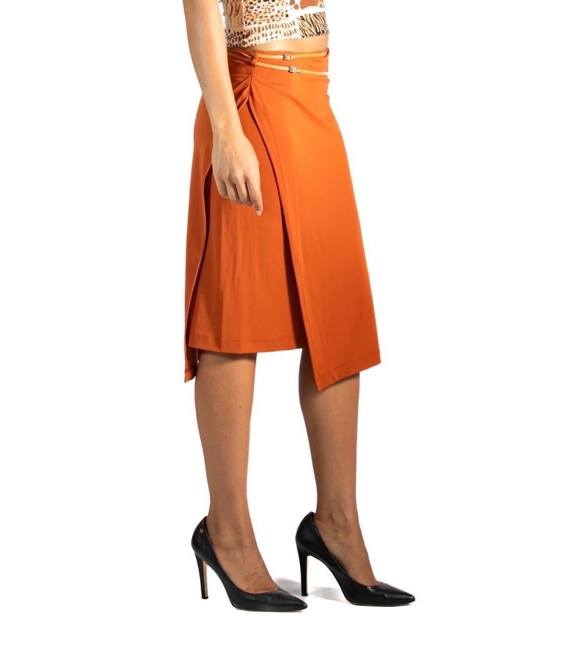 1990S Plein Sud Brick Red Poly/Viscose Jersey Skirt In Excellent Condition In New York, NY