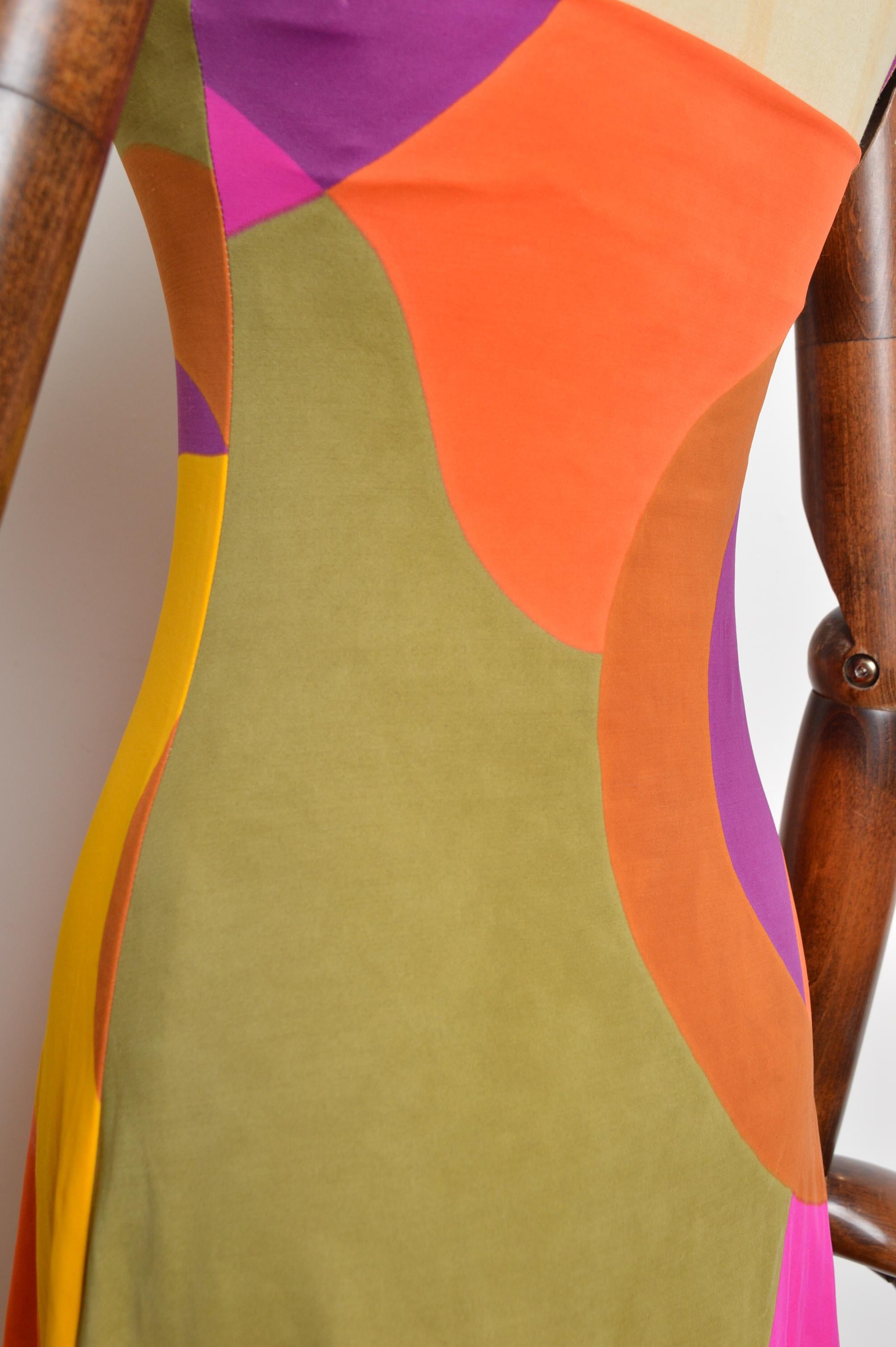 1990's Plein Sud Colourful Vintage Strappy Micro Mini Slip Dress 6
