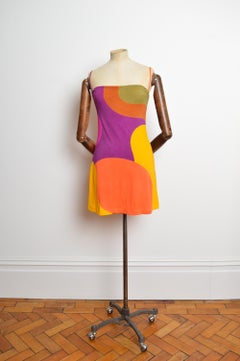 1990's Plein Sud Buntes Vintage Riemchen-Mini-Slipkleid