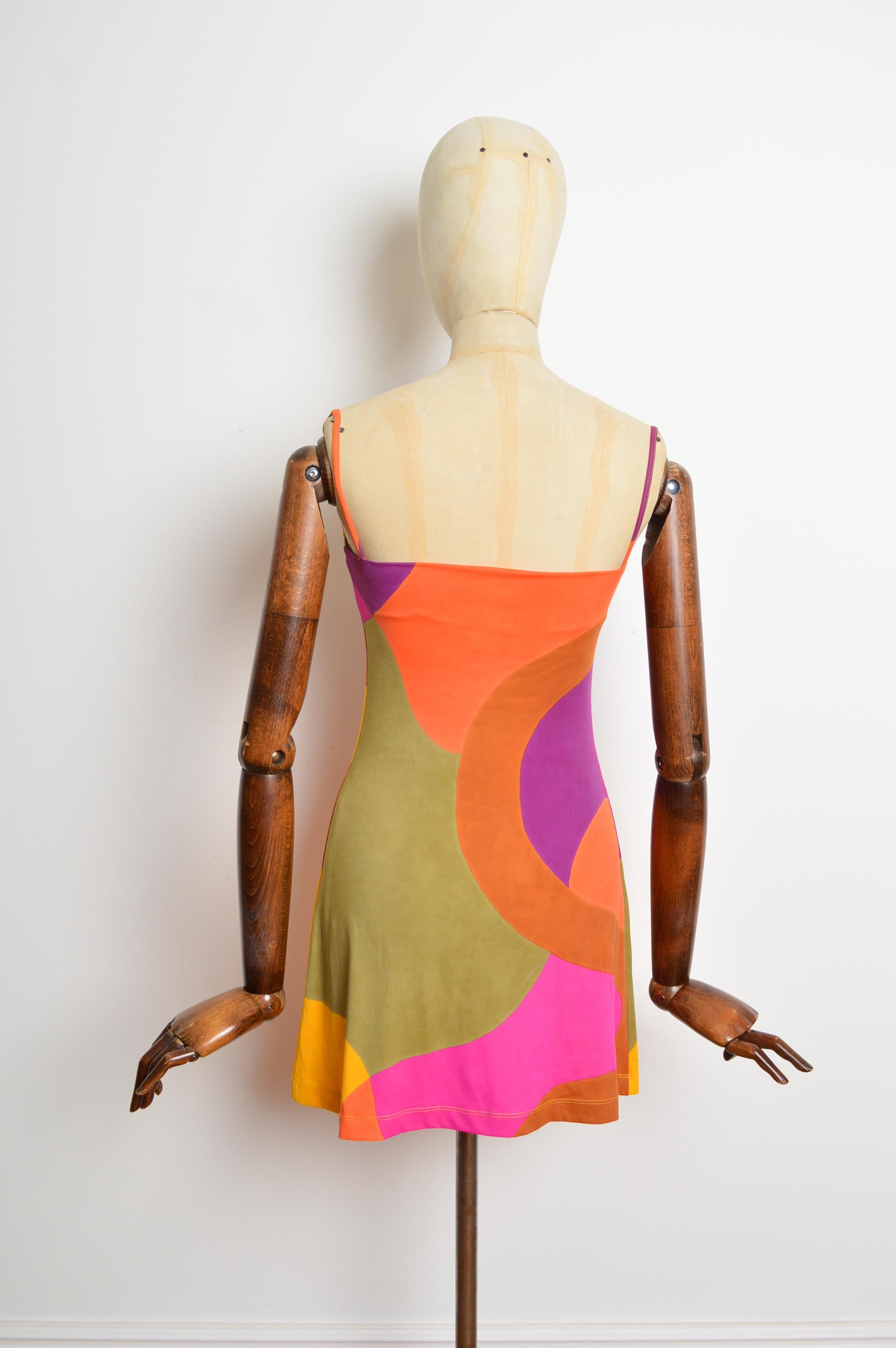 1990's Plein Sud Colourful Vintage Strappy Micro Mini Slip Dress 4