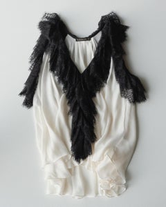 1990's Plein Sud Contrast Ruffle Silk Top IT42 FR38