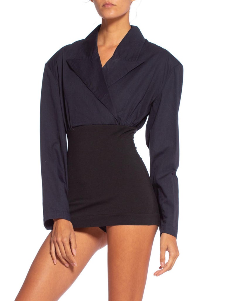 1990'S PLEIN SUD Black Cotton Micro Mini Blazer Romper Dress at 1stDibs