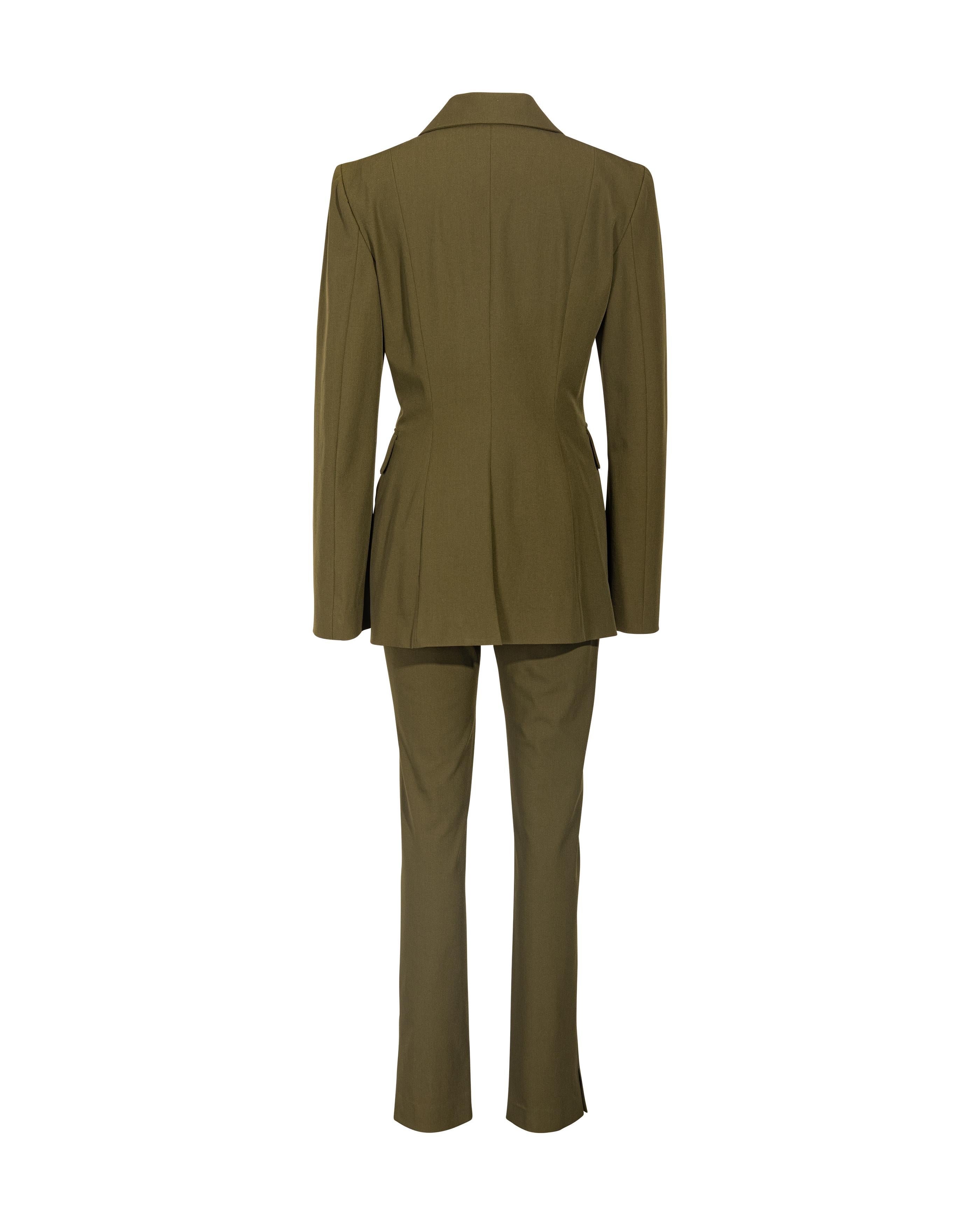 olive green pant coat