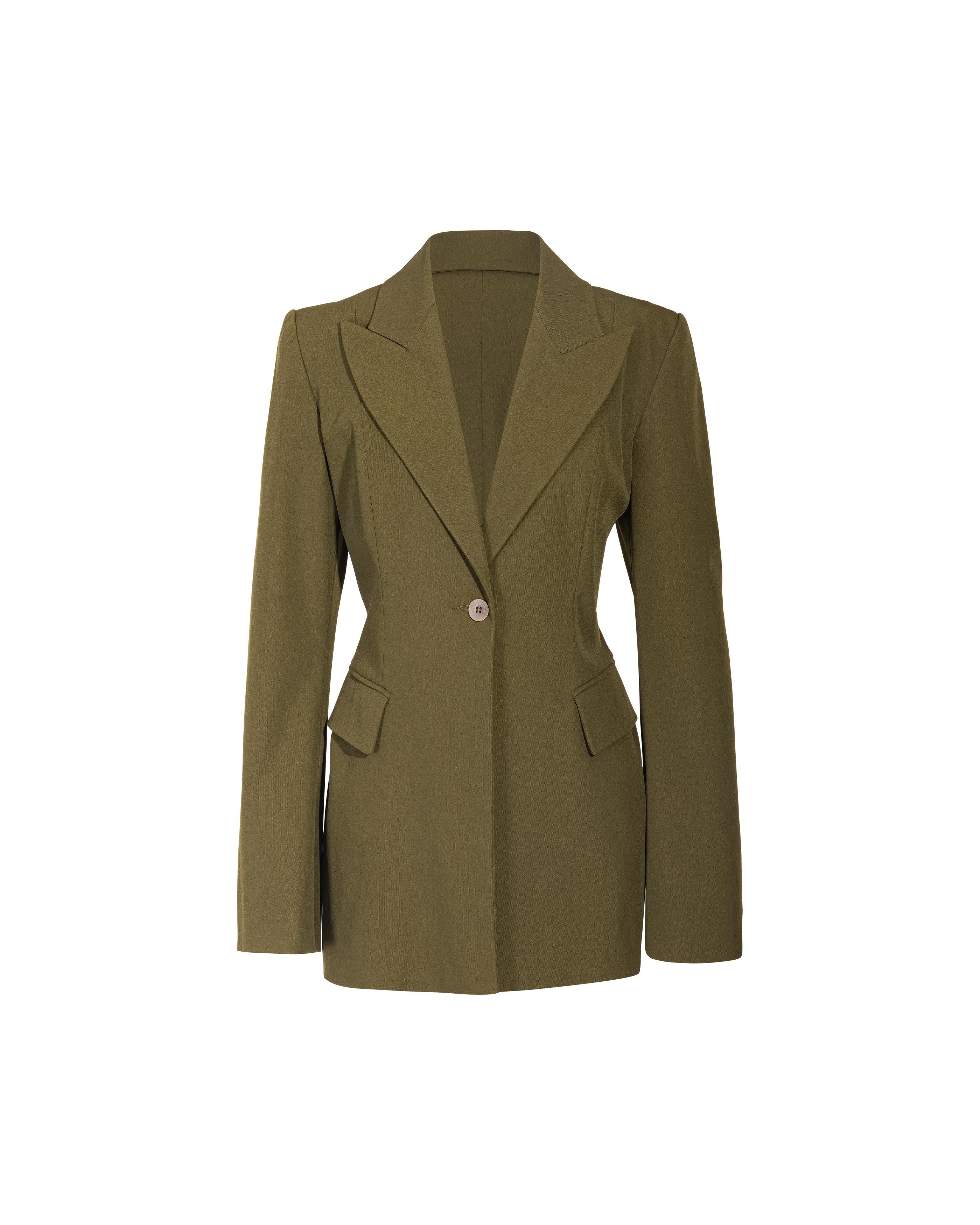 1990's Plein Sud Olive Green Pant Suit Set In Excellent Condition In North Hollywood, CA