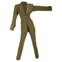 Retro 1990's Plein Sud Olive Green Pant Suit Set