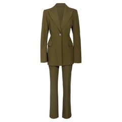 Vintage 1990's Plein Sud Olive Green Pant Suit Set