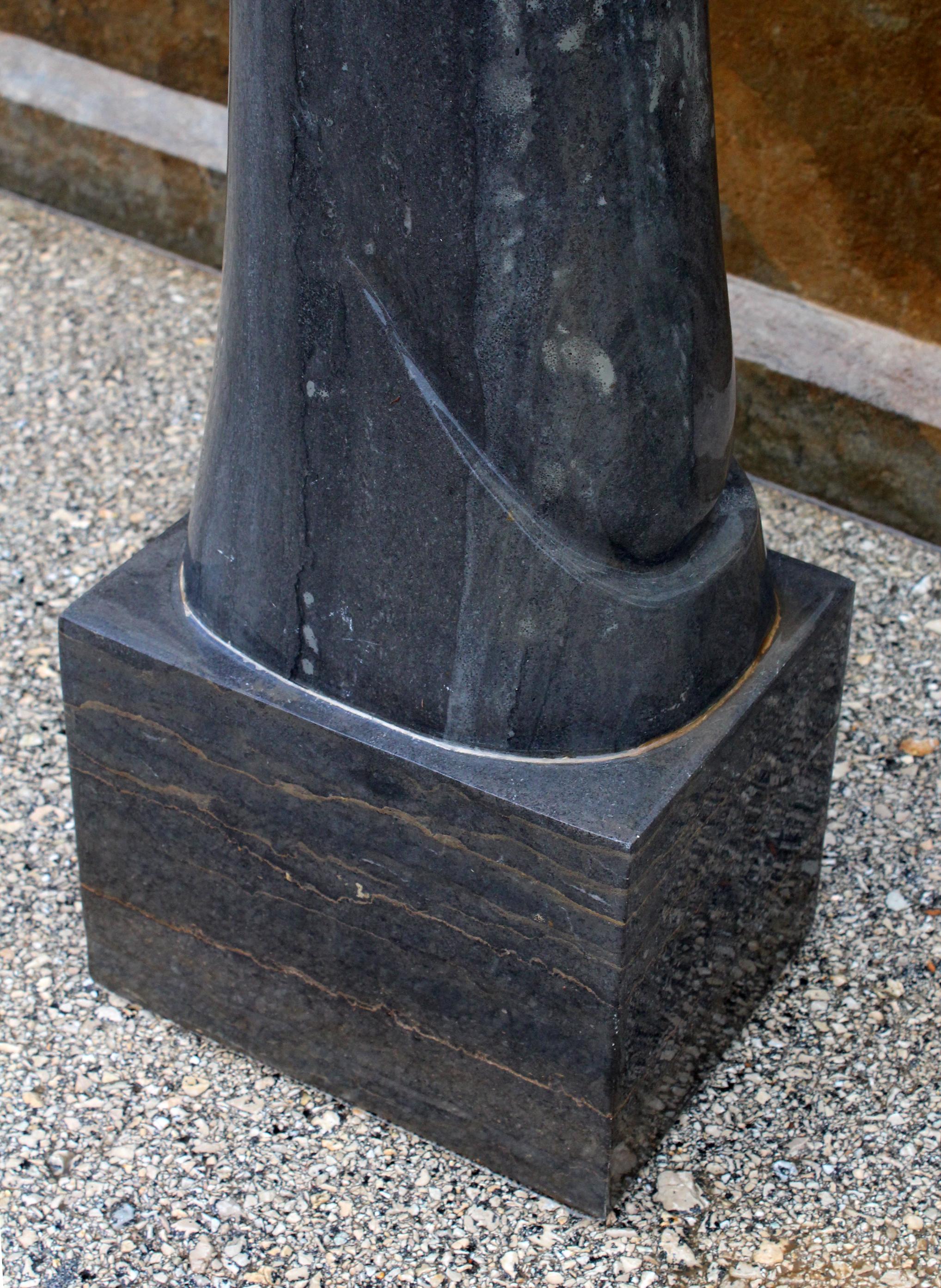 1990s Polished Modern Abstract Sculpture in Pure Belgian Black Marble For Sale 6