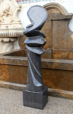 1990s Polished Modern Abstract Sculpture in Pure Belgian Black Marble