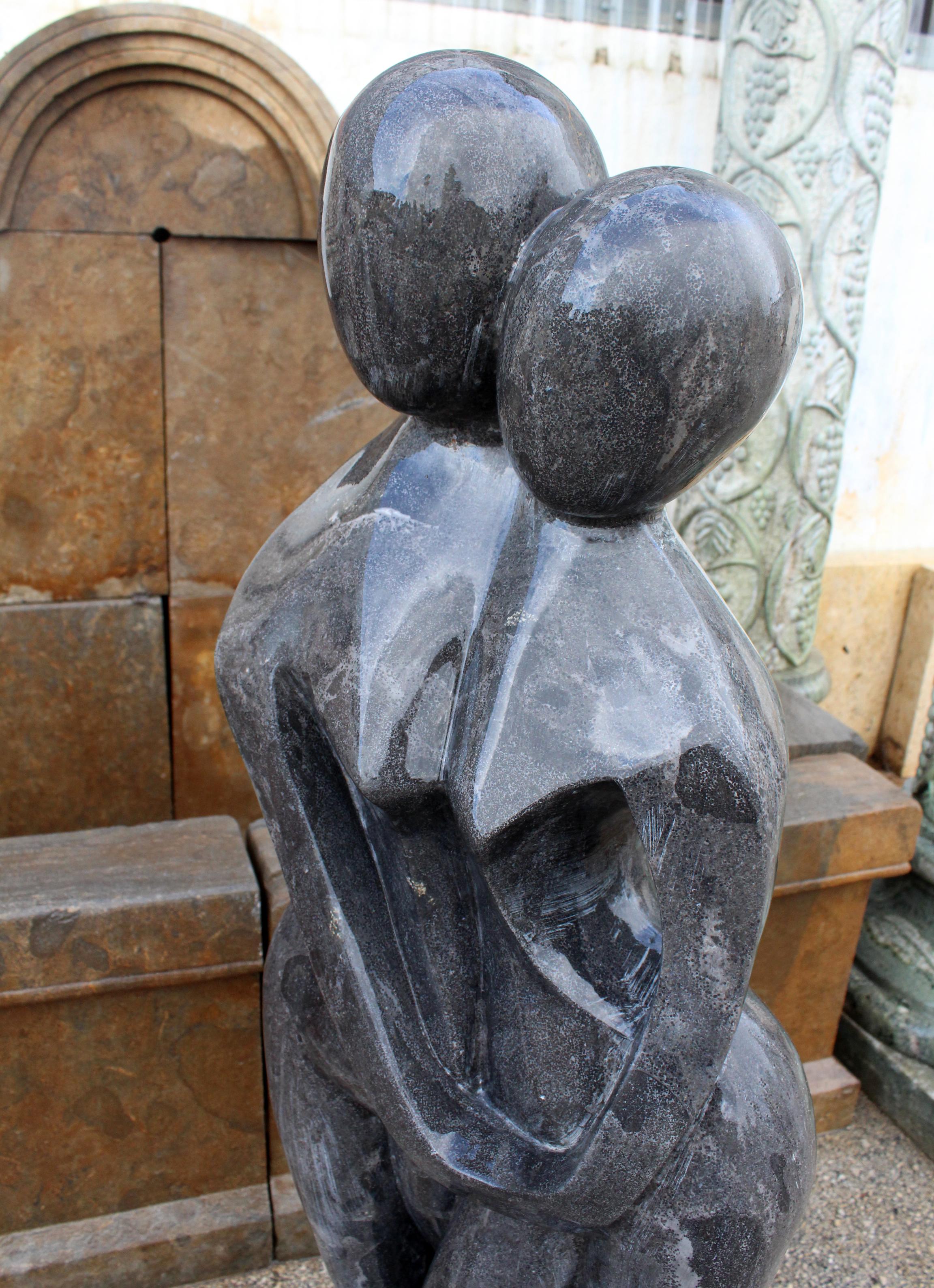 1990s Polished Modern Sculpture in Hand Carved Black Belgian Marble 5