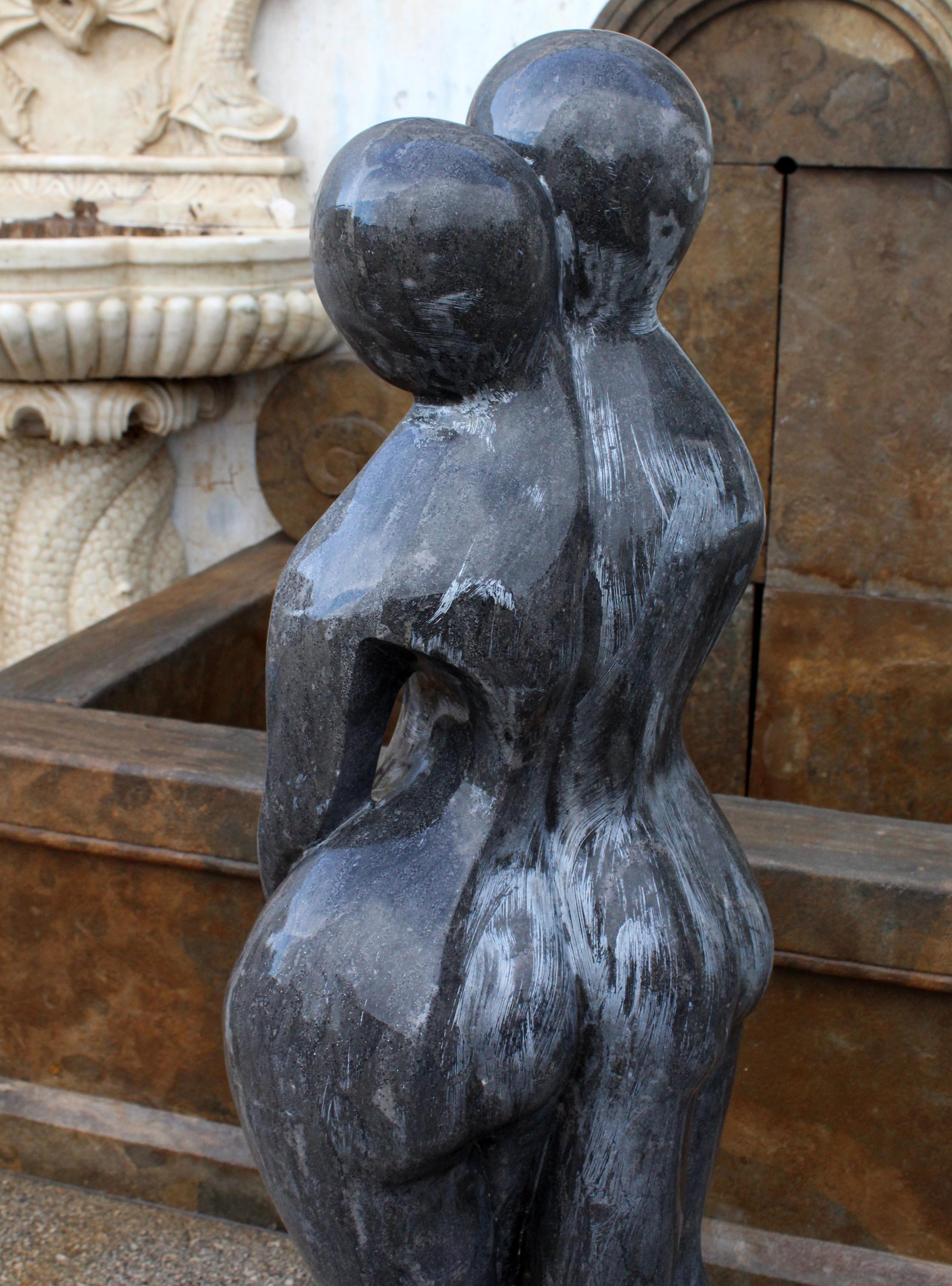 1990s Polished Modern Sculpture in Hand Carved Black Belgian Marble 6
