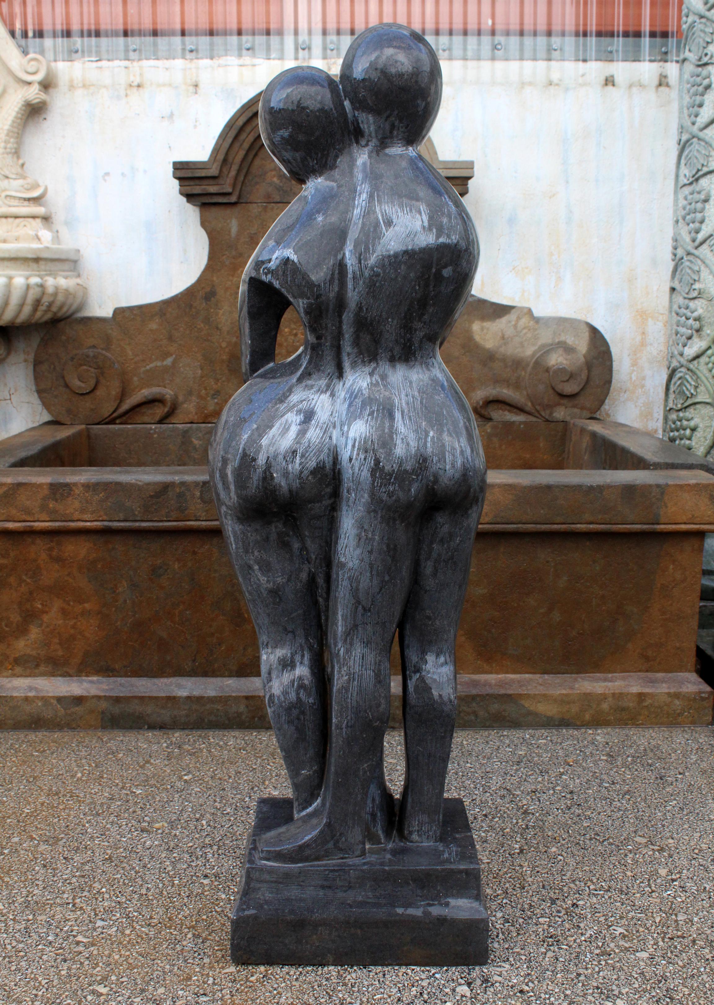 1990s Polished Modern Sculpture in Hand Carved Black Belgian Marble 1