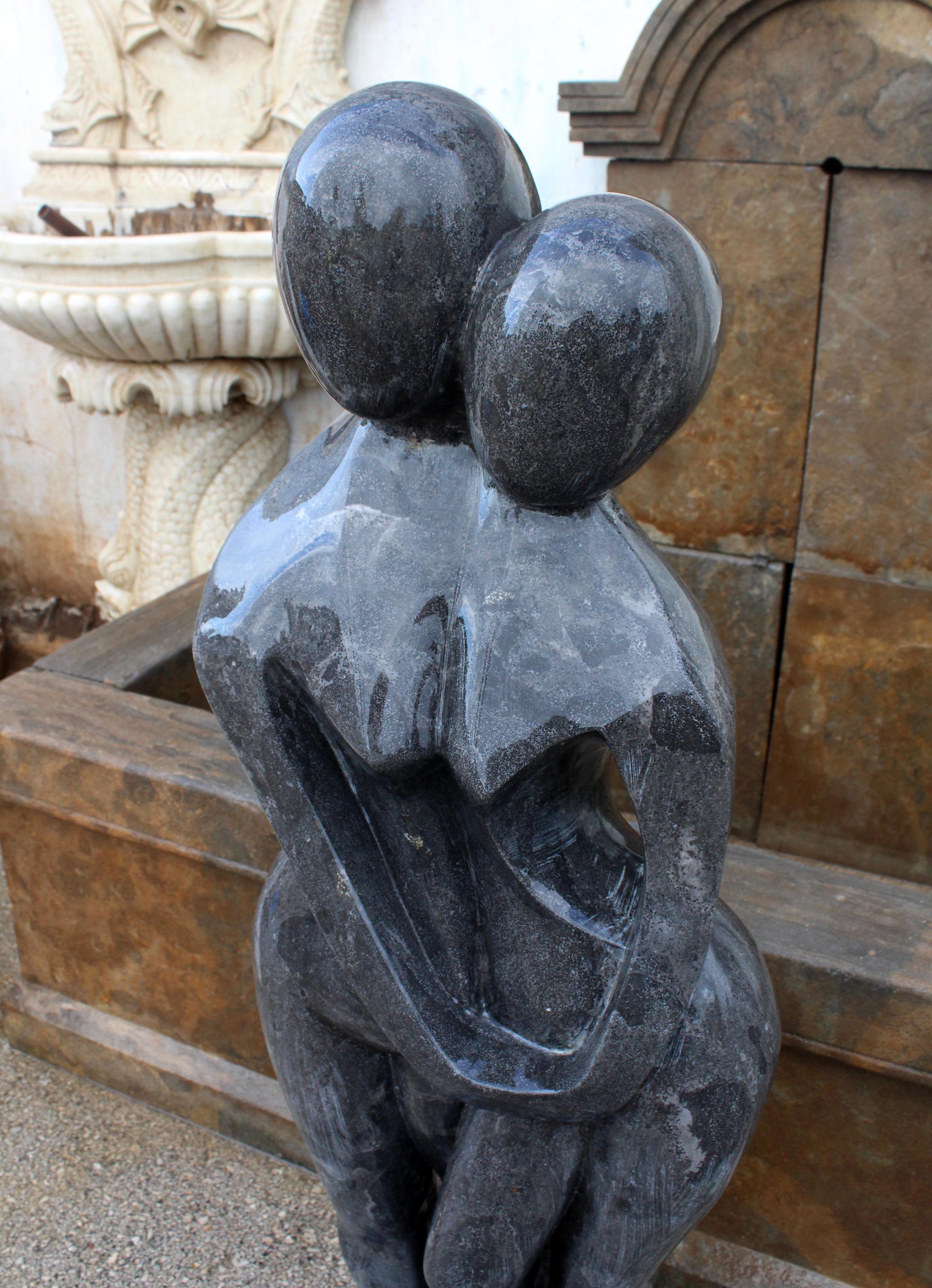 1990s Polished Modern Sculpture in Hand Carved Black Belgian Marble 3