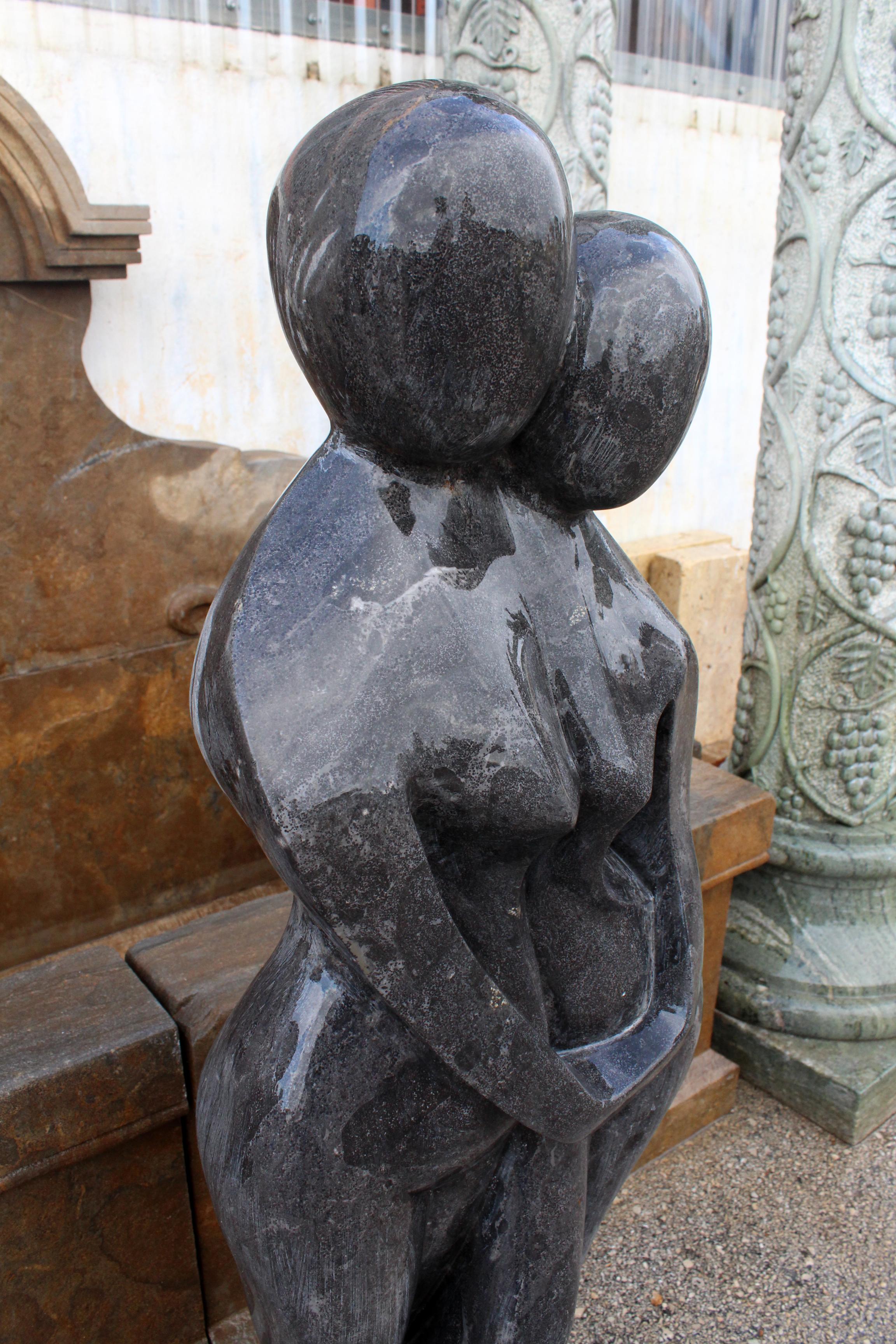 1990s Polished Modern Sculpture in Hand Carved Black Belgian Marble 4