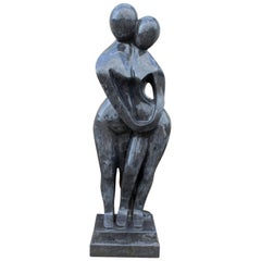 1990s Polished Modern Sculpture in Hand Carved Black Belgian Marble