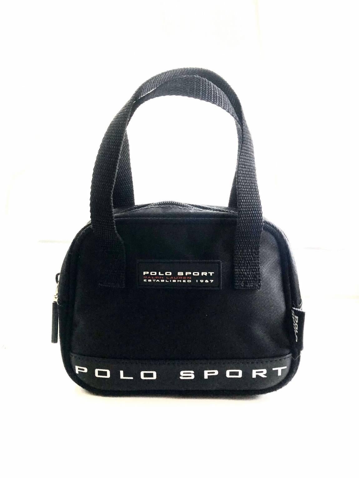 1990er Polo Sport Ralph Lauren Mini-Canvas-Tasche aus Segeltuch (Schwarz)