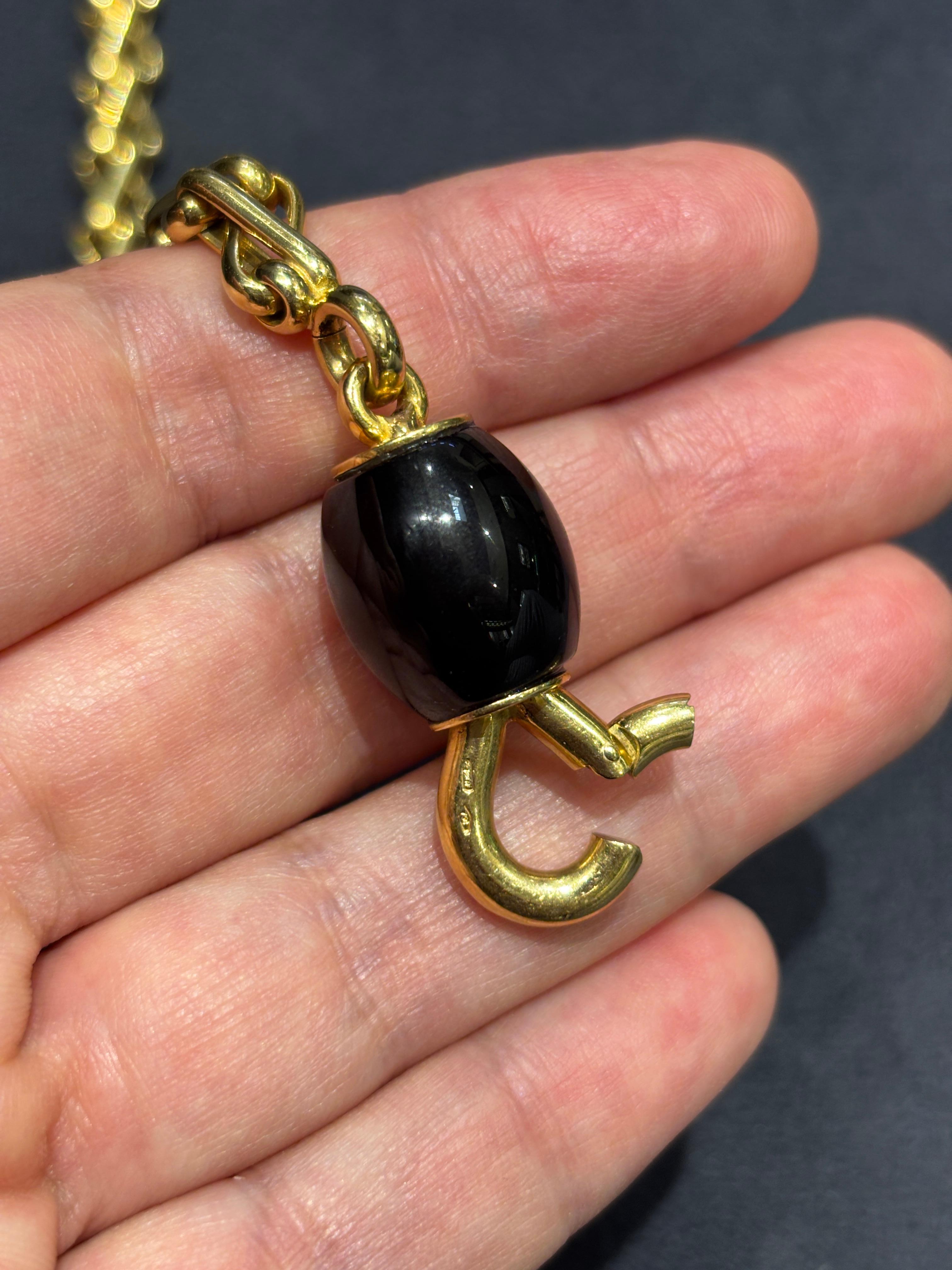 Contemporary 1990s Pomellato gold chain with onyx For Sale