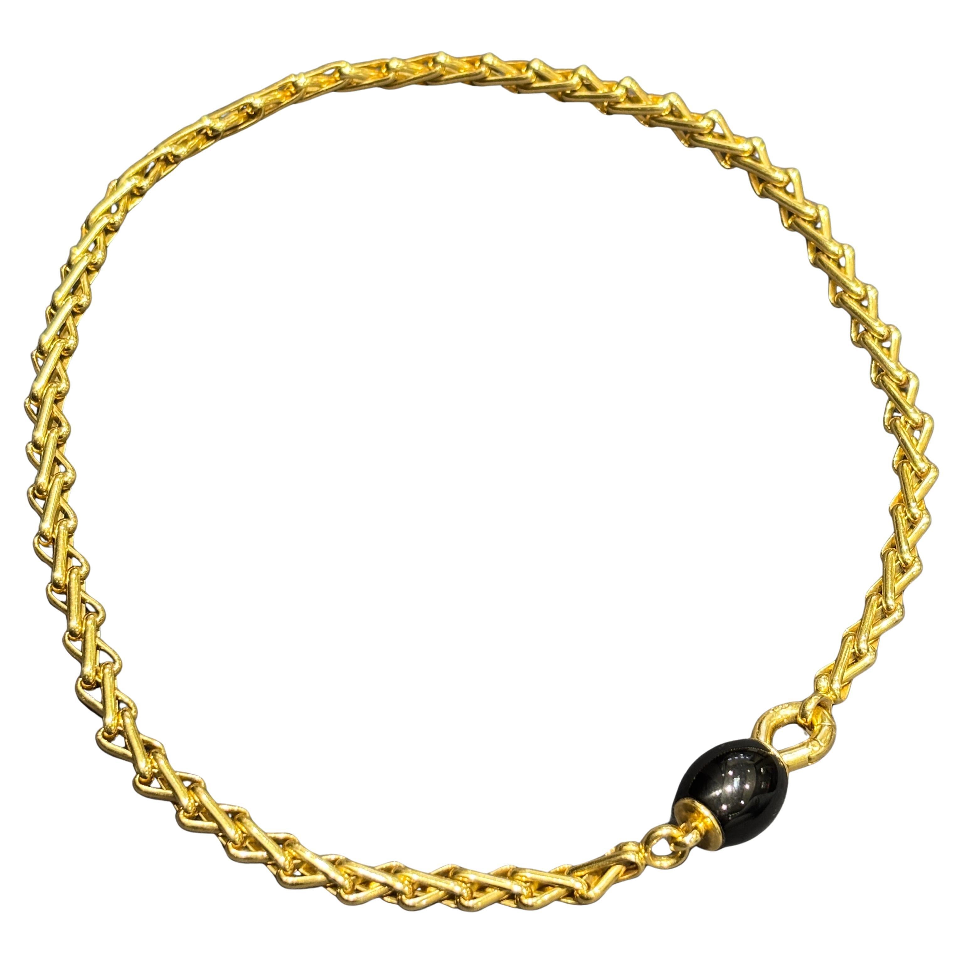 1990s Pomellato gold chain with onyx For Sale