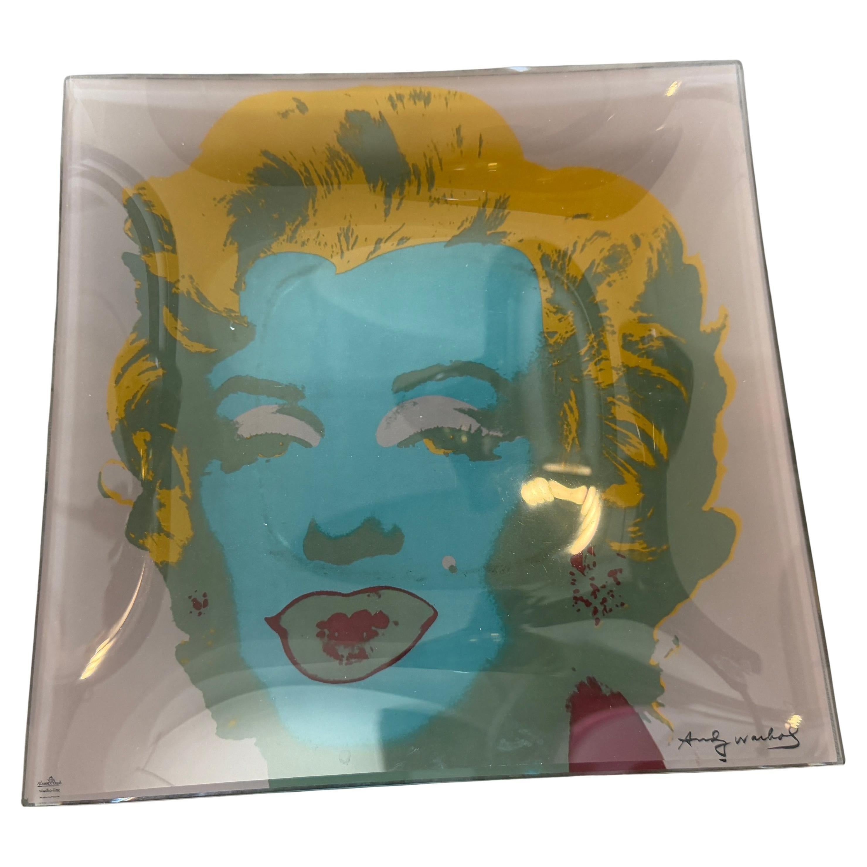 1990s Pop Art Marylin Monroe Glass Tray Signed by Andy Warhol for Rosenthal en venta