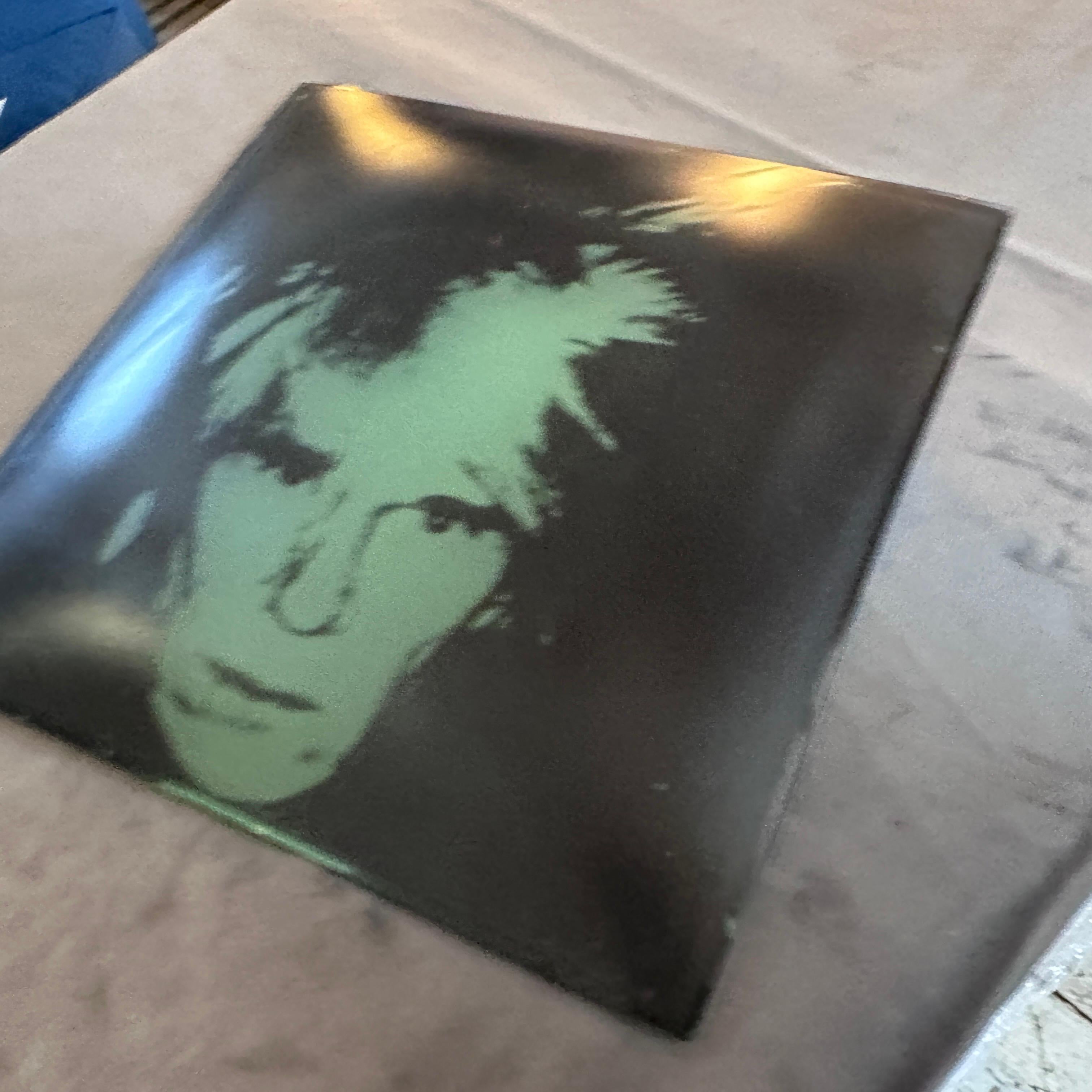 1990s Pop Art Andy Warhol Self Portrait Square Glass Tray by Rosenthal In Good Condition For Sale In Aci Castello, IT