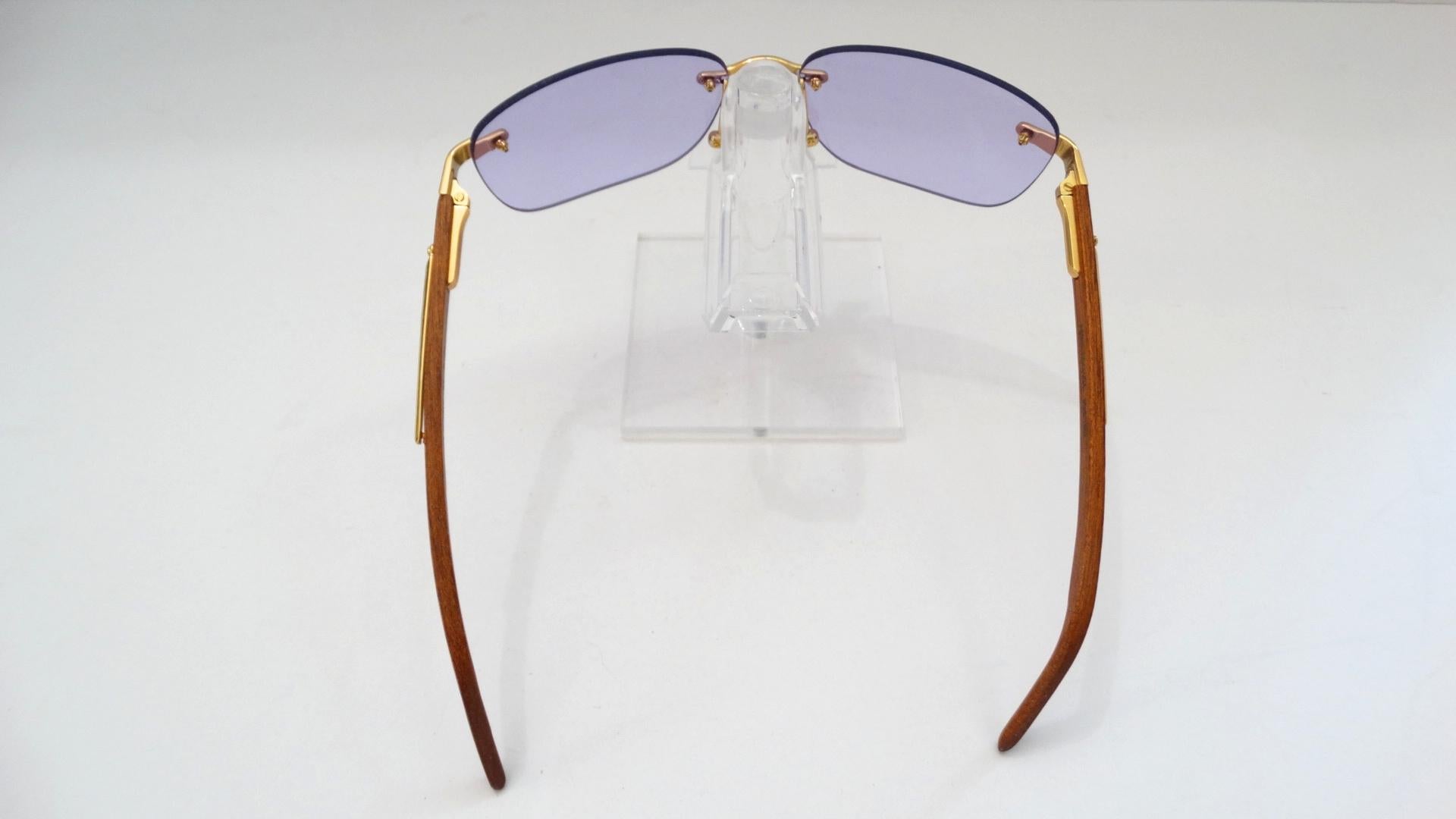 Gray 1990s Porta Romana Clear Purple Lens Sunglasses 