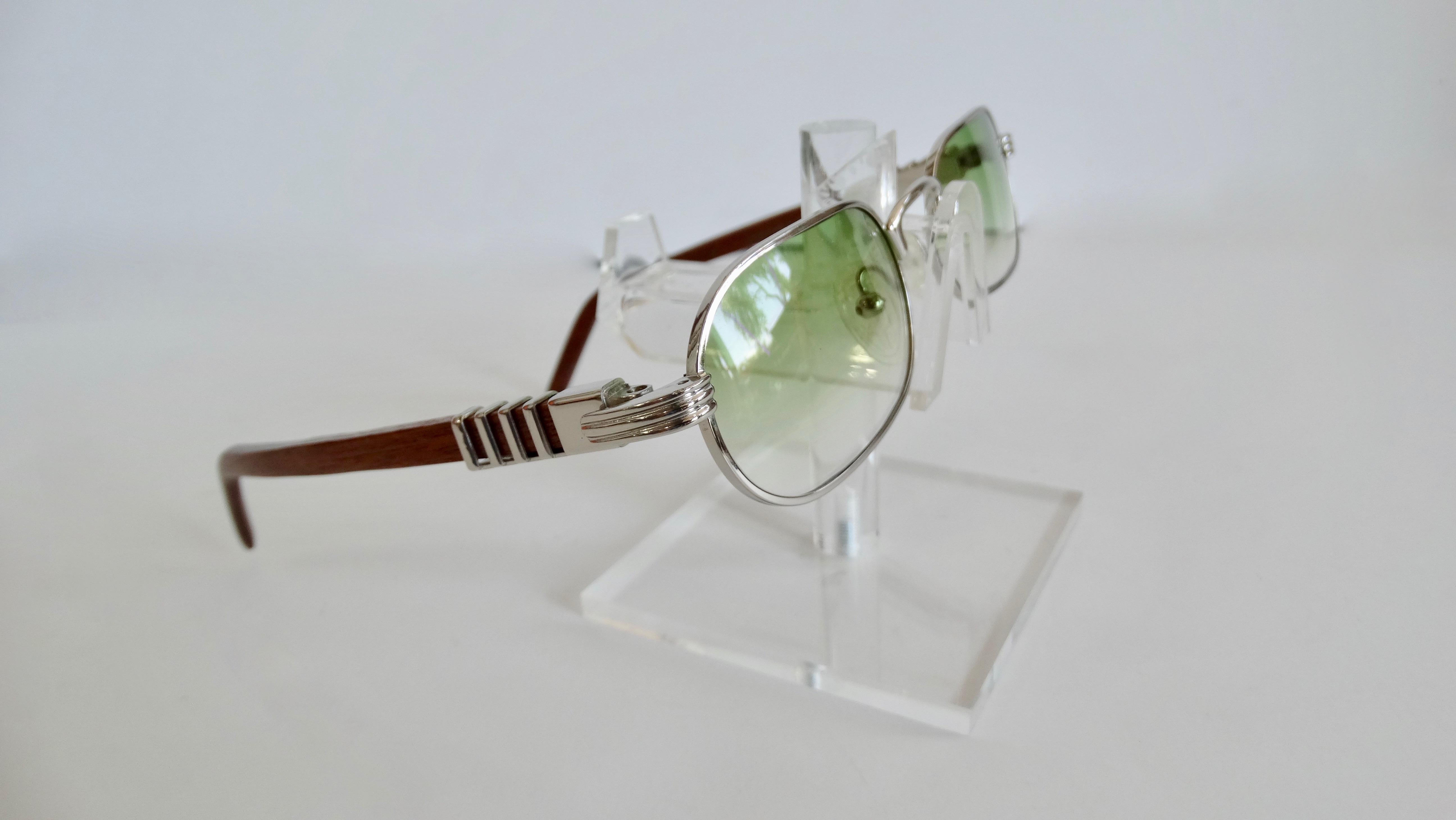 Gray Porta Romana 1990s Green Ombre Lens Sunglasses  For Sale