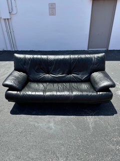 1990er Salotti Postmodernes Sofa aus schwarzem Leder