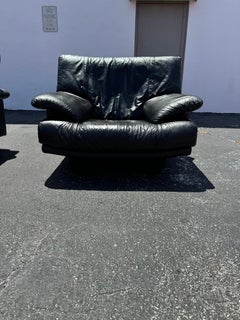 1990s Salotti Post Modern Black Leather Chair
