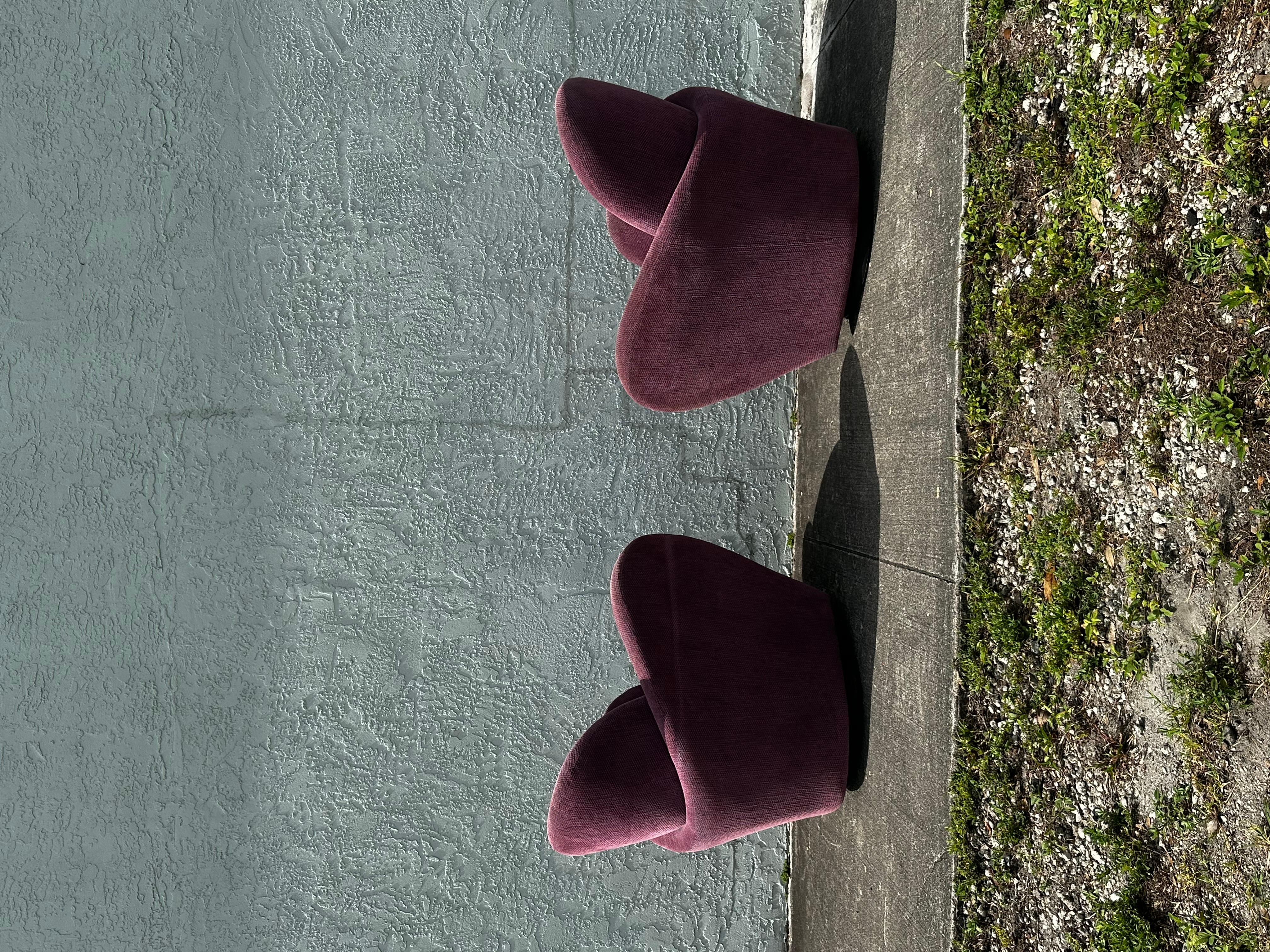 1990s Post Modern Muave Swivel Chairs by Michael Wolk for Directional, Set of 2 For Sale 3