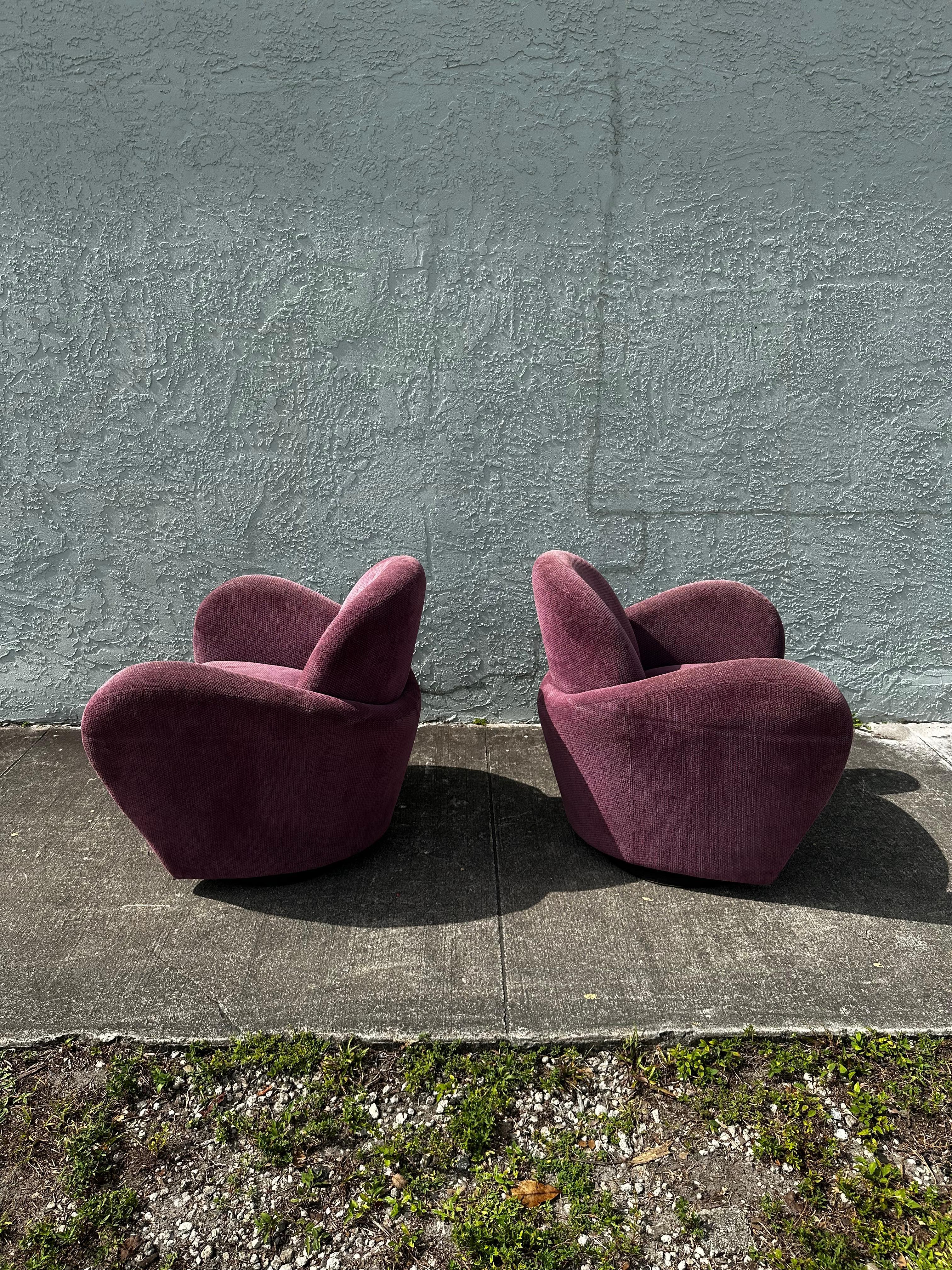 1990s Post Modern Muave Swivel Chairs by Michael Wolk for Directional, Set of 2 For Sale 4