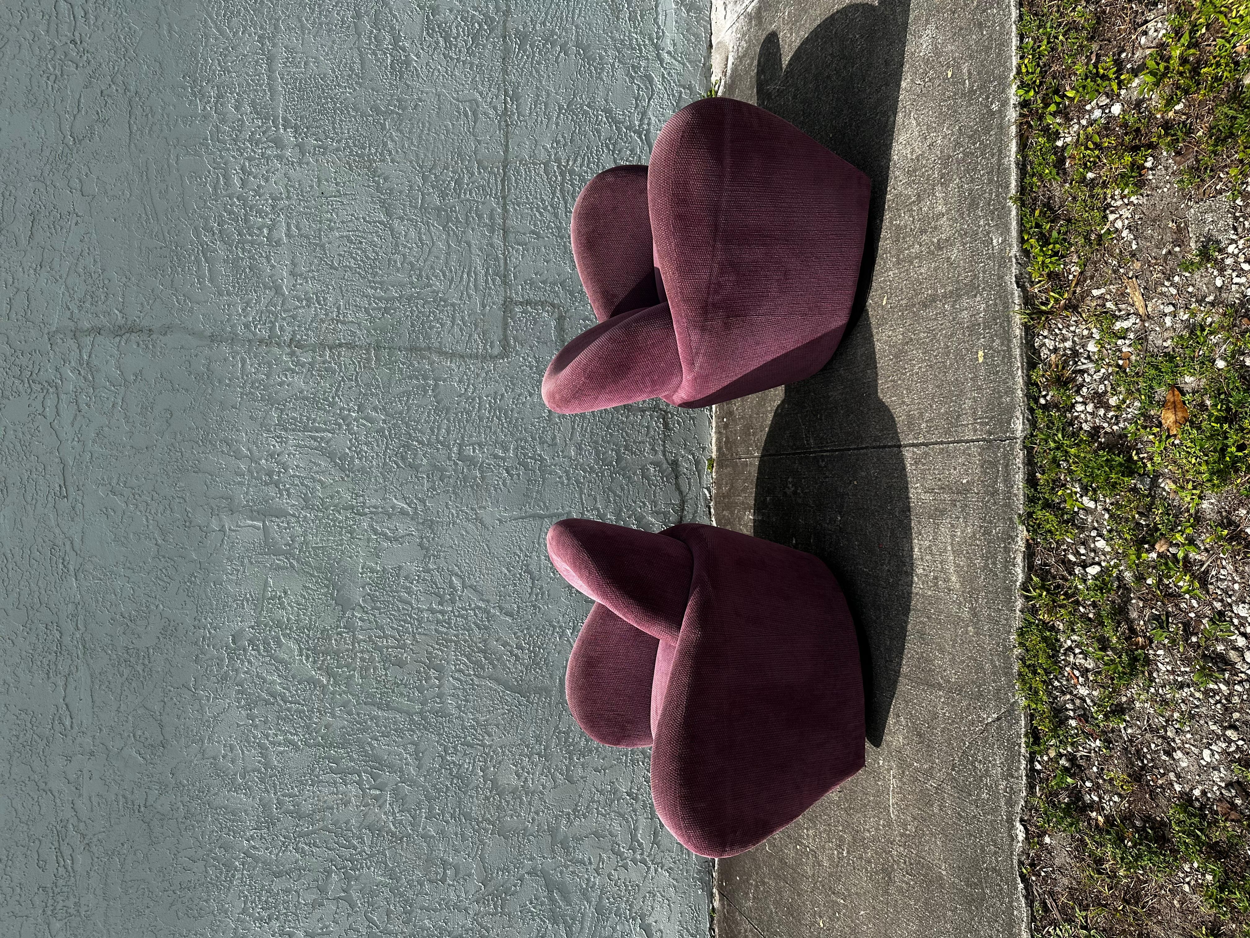 1990s Post Modern Muave Swivel Chairs by Michael Wolk for Directional, Set of 2 For Sale 4